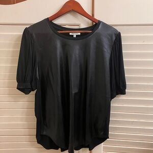 PU leather front western shirt.